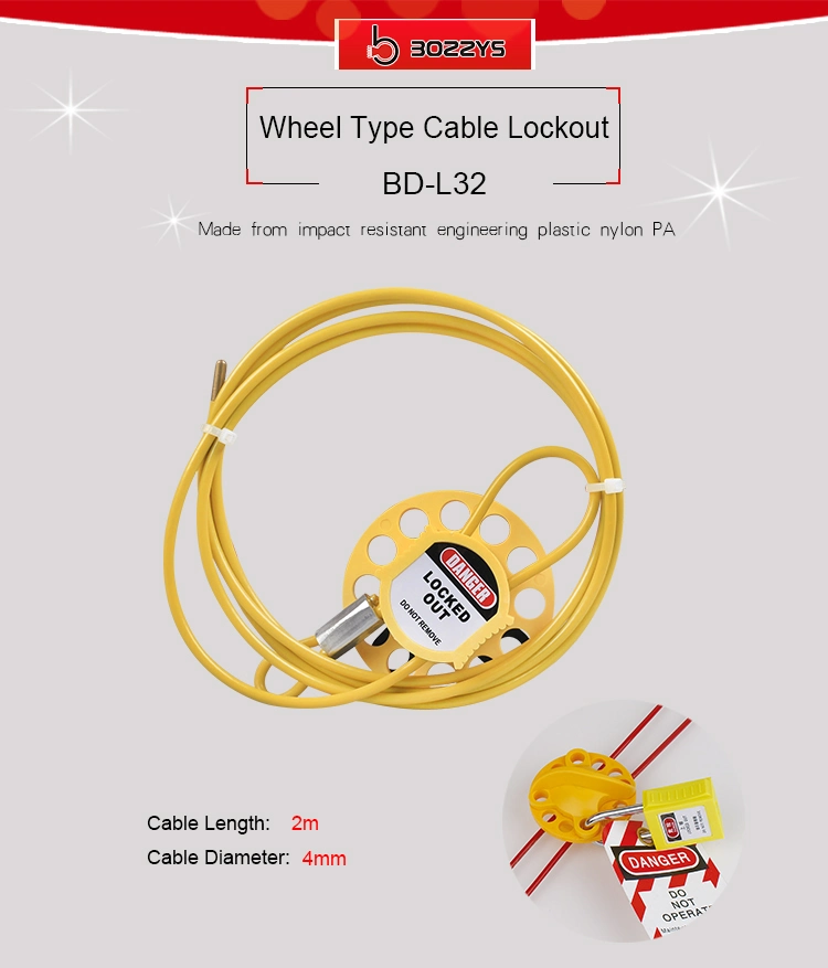 Industrial Wheel Type Cable Lockout with 2m Stainless Steel Cable